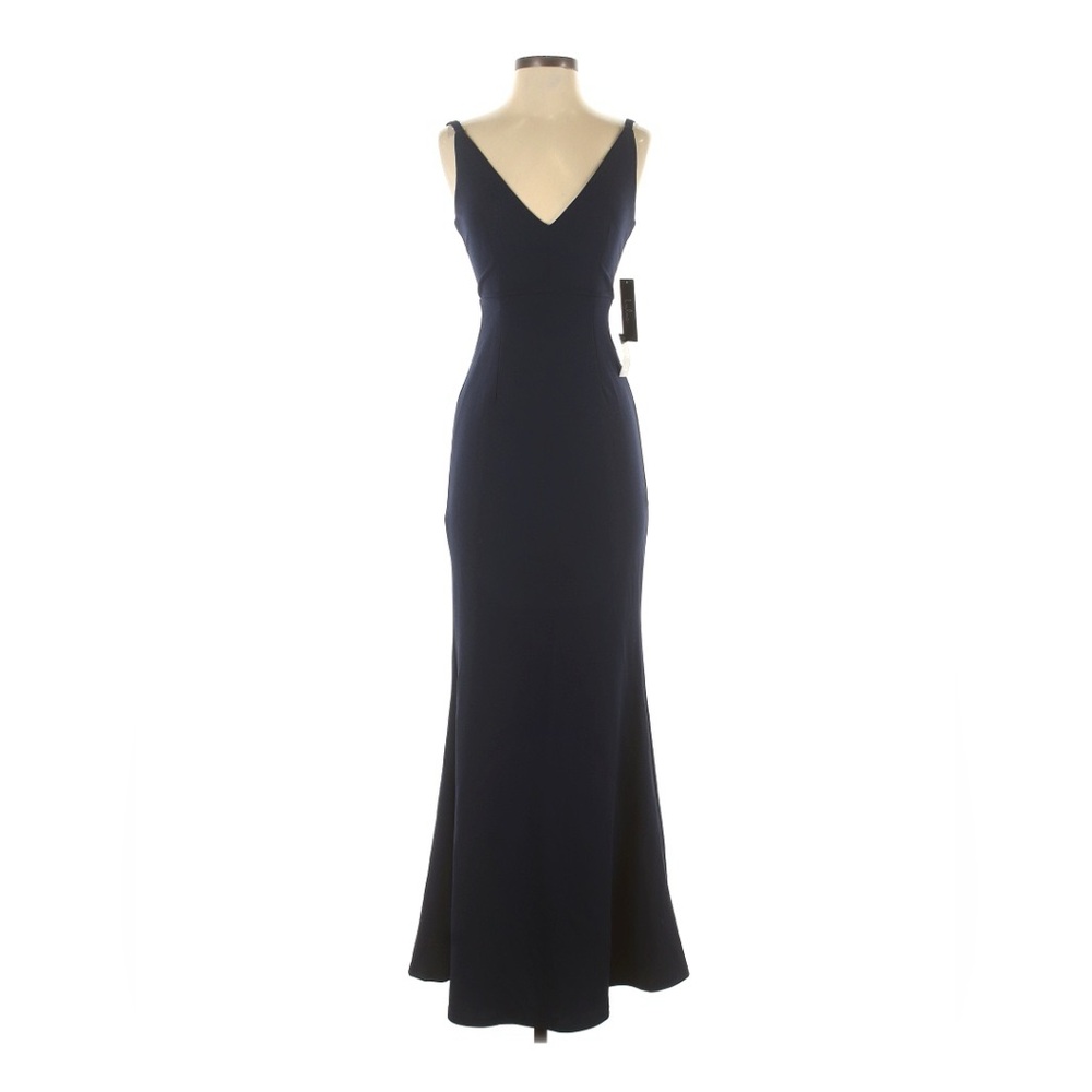Lulus XS Elegant Navy Blue Evening Gown Dress